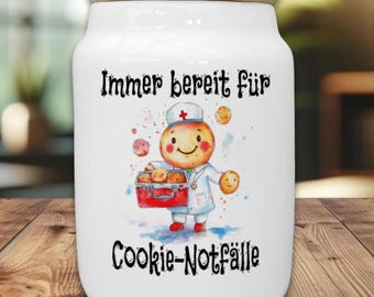 Süße Cookie Dose aus Keramik m. Holzdeckel, Spruch Lustig, Keksdose, Geschenk, Anerkennung, Dankeschön, Weihnachten, Geburtstag