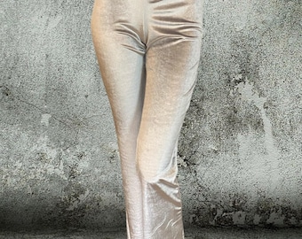 Pantalón acampanado de terciopelo elástico Leggings acampanados plateados Maia