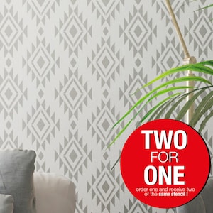 Modern Anatolian Rug- Wall STENCIL  Modern Wall Stencils for Painting  - Stencils For Walls,  Wall Stencil, Pinkipo
