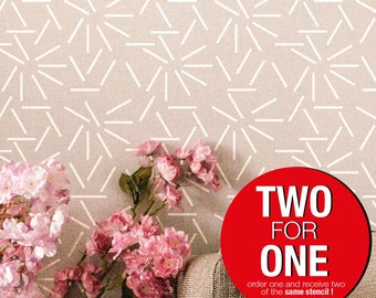 Entropy Geometric Wall Stencil, Large Reusable Allover Pattern for Painting