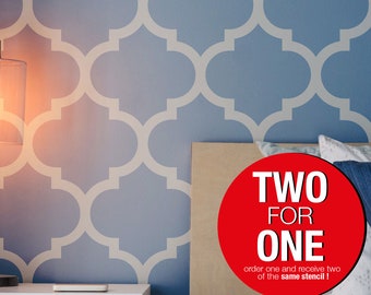 Moroccan Geometric Wall Stencil, Large Reusable Painting Tool, Mylar Material (2 for 1 Offer)