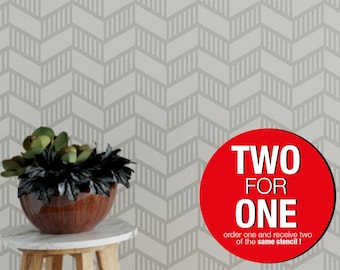 Chevron Geometric Wall Stencil, Large Reusable Painting Stencil (2 for 1 Offer)