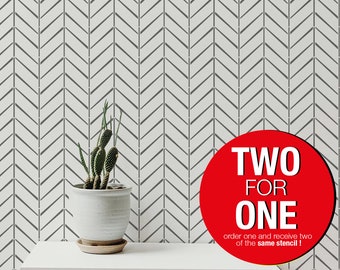 Herringbone Wall Stencil, Vintage Allover Pattern, Reusable Painting Stencil