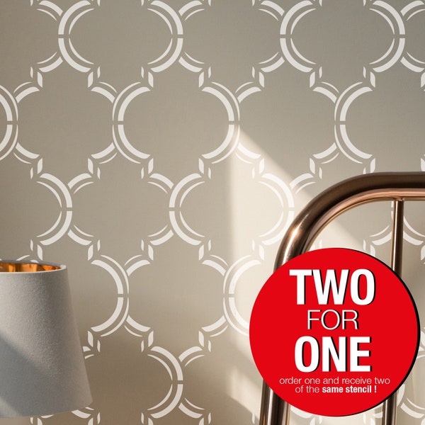 Moroccan Allover Wall Stencil, Large Reusable Painting Stencil, Laser Cut Mylar (2 for 1)