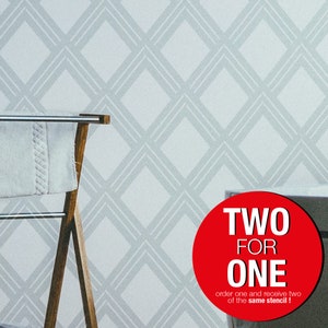 Diamanten Art - Deco, GEOMETRISCHE WANDSCHABLONE, Moderne Wandschablonen für Malerei, Schablonen für Wände, Harlekin Schablonen Muster