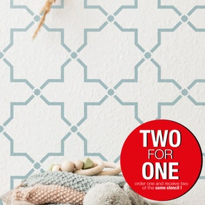 Seljukian OCTAGRAM , Large WALL STENCIL, Modern Geometric Wall Stencils for Painting, Stencils For Walls, Lace Wall Stencil Pattern