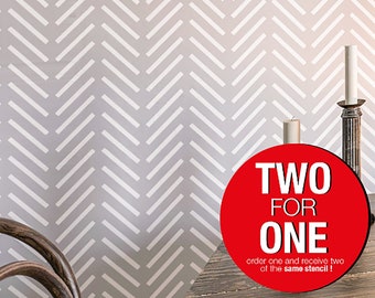 Herringbone Wall Stencil, Large Reusable Allover Pattern Stencil (2 for 1 Offer)