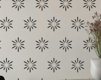 Dandelion Burst Mid Century Wall Stencil, Large Stencil for Painting, Stencils for Walls