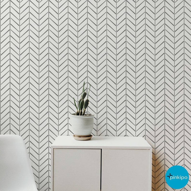 herringbone vintage large wall stencil modern wall