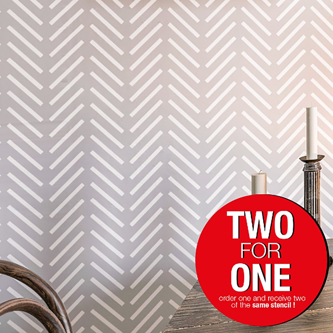 HERRINGBONE Large WALL STENCIL Modern Geometric Wall Etsy