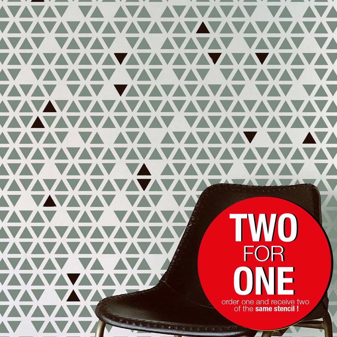 Triangle Drop, LARGE WALL STENCIL, Geometric Modern Wall Stencils for