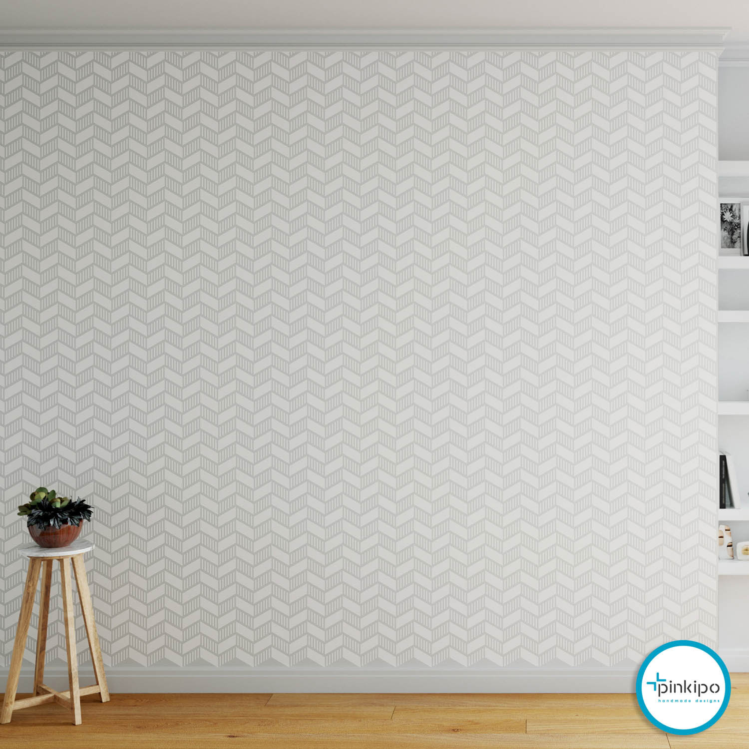 Chevron lV HERRINGBONE WALL STENCIL Modern Herringbone Wall Etsy