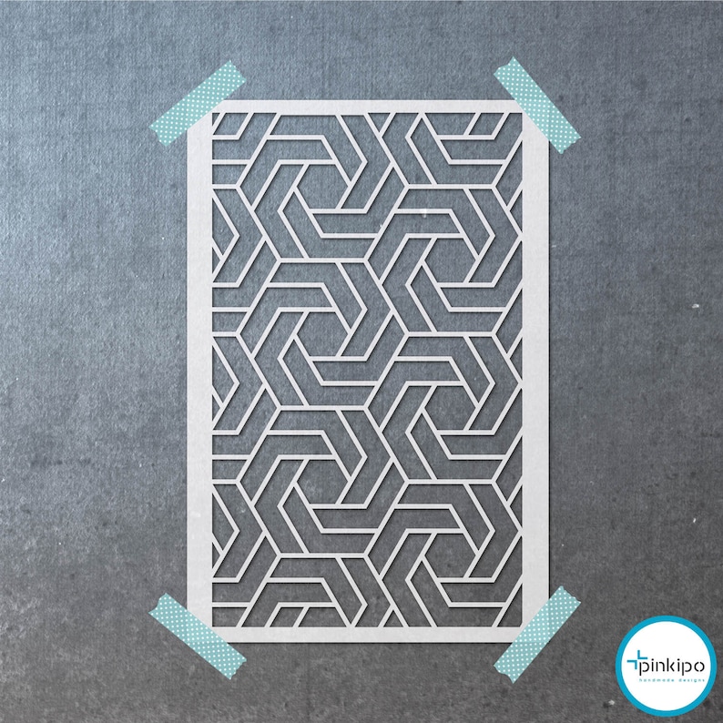 Hexagon LARGE WALL STENCIL Modern Geometric Wall Stencils Etsy