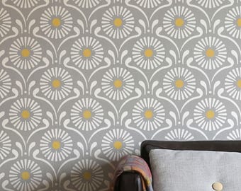Pochoir mural floral cottage marguerite, grand pochoir pour la peinture, pochoirs pour murs