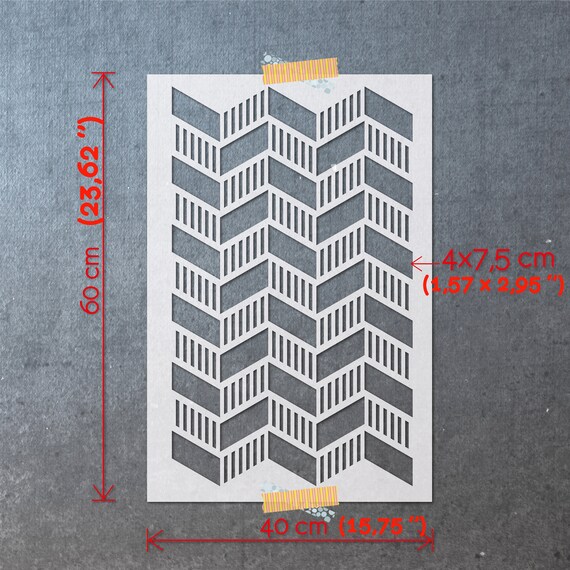 Chevron Lv HERRINGBONE WALL STENCIL Modern Herringbone Wall -  Israel