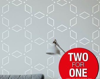 Anatolian Pattern Large Wall Stencil, Modern Geometric Painting Stencil