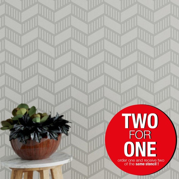 Chevron Lv HERRINGBONE WALL STENCIL Modern Herringbone Wall -  Israel