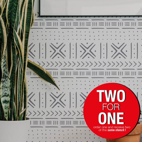Mudcloth Large WALL STENCIL Modern Geometric Wall Stencils Etsy Canada