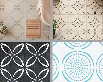 12x12" 2-Pack Tile Stencil, Reusable Floor Wall Stencil, 9 Pattern Options