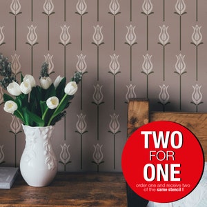 Istanbul Tulips, Large WALL STENCIL, Modern Wall Stencils for Painting, Stencils For Walls, Flower Leaf Stencils, Wall Stencil Pattern