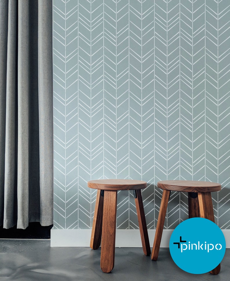 HERRINGBONE Shuffle Large WALL STENCIL Modern Geometric Wall Etsy