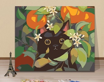 Cat Paint By Numbers Plant DIY Canvas Painting Animal Paint By Number Kit for Kids Colorful Wall Art Painting Christmas Gift