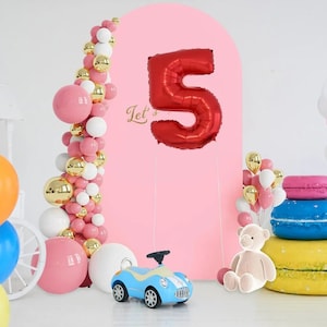 Customized Double-Sided Arch Backdrop, Pink Solid Color Wedding Baby Shower Photography Background Custom Arch Cover Birthday Party Backdrop