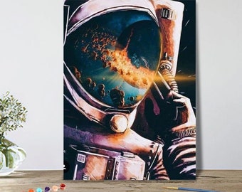 Paint By Numbers Space Astronaut Canvas Painting Abstract Art DIY Paint By Number Kit for Adult Kids Creative Wall Painting Home Decor