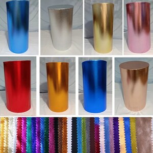 Copritavoli cilindrici con piedistallo elastico in tessuto metallizzato lucido oro e argento rosa rosso blu decorazione per feste