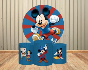 Disney Rot Micky Maus Party Foto Hintergrund Jungen Geburtstag Bunte Tapete Alles Gute zum Geburtstag Babyparty Kreis Hintergrund