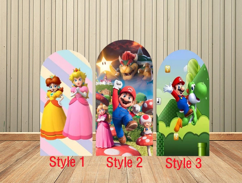 Discover Cartoon Princess Peach Super Mario Bros Single -Sided Arch Backdrop Wall for Newborn Baby Shower Birthday Party Backdrop Wall Decor Supplies