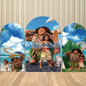 Baby Moana Arch Photo Backdrop Arched Wall Disney Cartoon Girls Birthday Baby Shower Chiara Photography Background