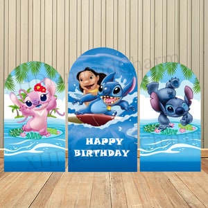 Hawaiiaans Strand Lilo en Stitch Foto Verjaardag Boog Achtergrond Cover Kids Baby Verjaardag Dubbelzijdig Chiara Achtergrond Feestdecoratie Benodigdheden