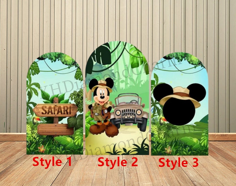 Discover Cartoon Mickey Wilderness Jungle Birthday Arch Cover Backdrop Wall for Kids Baby Shower Birthday Party Backdrop Wall Decoration Supplies