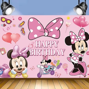 Tło fotograficzne na imprezę motywową Myszki Miki i Minnie dla dzieci Baby Shower Tło na imprezę urodzinową Baner na zdjęcia studyjne Dekoracja rekwizytu