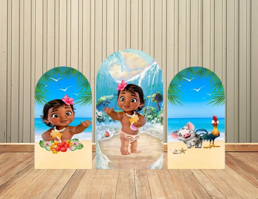 Fond Rond Personnalisé Pour Anniversaire Bébé Moana, Déco Princesse Pour Goûter D'enfants