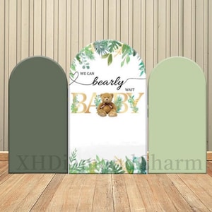 Custom 2-Sided Green Leaves Kids Birthday Party Bridal Shower Wedding Cover Chiara Arch Background Decor Backdrop Photo