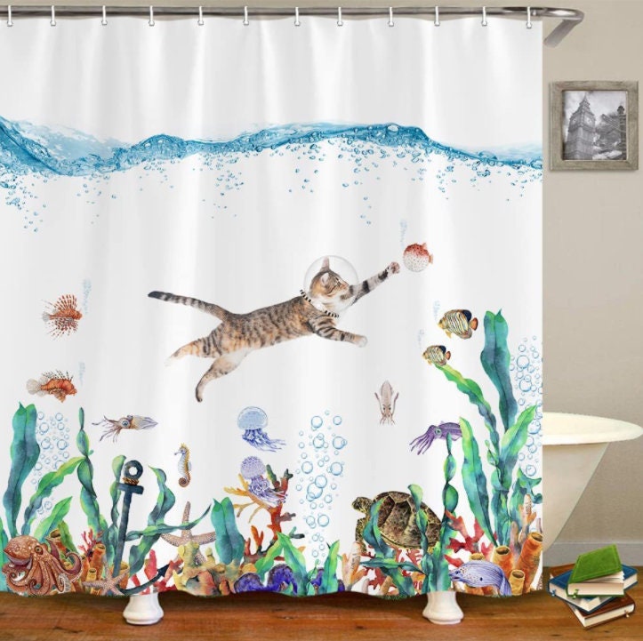 Tenda Doccia Oceano 183x183 Cm Con Corallo Costiero | WELMECO In Poliestere Con 12 Ganci - 3