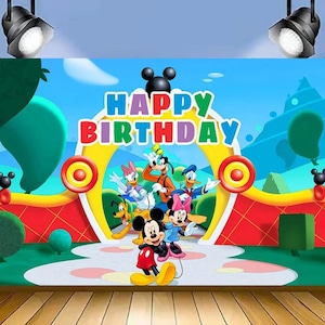 Mickey Mouse Vergnügungspark Thema Party Fotografie Hintergrund Kinder Baby Shower Party Hintergrund Geburtstag Foto Banner Studio Prop Dekoration