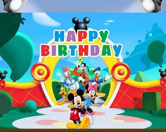 Mickey Mouse Parque de Atracciones Fiesta Temática fotografía telón de fondo niños Baby Shower fiesta telón de fondo cumpleaños foto Banner estudio Prop Decoración