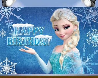 Frozen Princess Cartoon Party Photography Backdrop Kids Baby Shower Party Backdrop Birthday Photo Banner Background Decor
