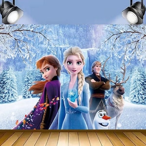 Tło fotograficzne na imprezę z motywem kreskówki Frozen Princess Kids Baby Shower Party Tło banerowe na zdjęcia urodzinowe Dekoracja