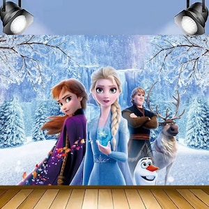 Cartoon Frozen Princess Theme Party Photography Backdrop Kids Baby Shower Party Backdrop Birthday Photo Banner Background Decor