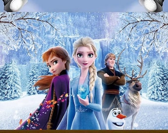 Cartoon Frozen Princess Theme Party Photography Backdrop Kids Baby Shower Party Backdrop Birthday Photo Banner Background Decor