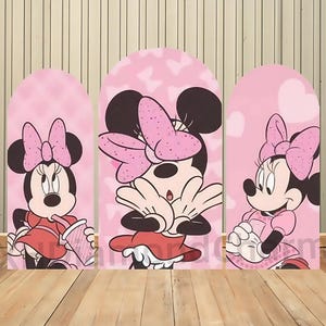 Cartoon Minnie Mouse Double-Sided Arch Backdrop Backdrop Kid Girl Birthday Party Backdrop Baby Shower Cover Arch Backdrop Studio Props Decor