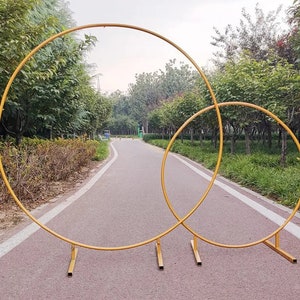 Gold White Round Backdrop Stand Metal Circle Stand Wedding Round Arch Stand Birthday Party Balloon Hoop Stand Baby Shower Decorations Frame