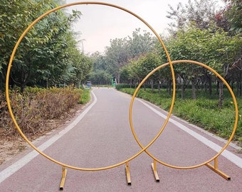 Soporte de fondo redondo dorado y blanco, soporte de círculo de metal, soporte de arco redondo para boda, soporte de aro para globos para fiesta de cumpleaños, marco de decoraciones para baby shower
