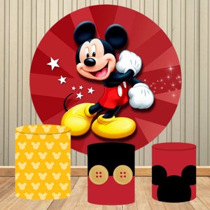 Czerwony Myszka Miki Baby Shower Okrągłe Tło Koła Dostosowane Tło Urodzinowe Disney Dzieci Impreza Dekoracja
