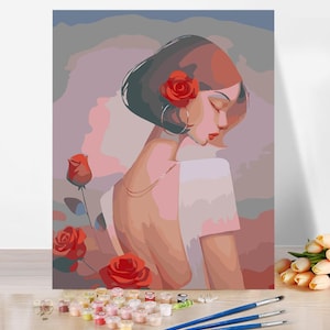 Painting By Numbers Stars Flowers Girl Drawing On Canvas DIY Paint By Number Kit for Adult Kids Home Decor Gift