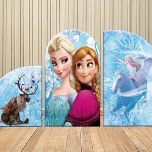 Gefrorene Elsa Prinzessin Bogen Abdeckungen Backdrops Eis Schnee Schloss Leinwand Mädchen Geburtstag Party Hochzeit Bogen Wände Photowall Hintergrund